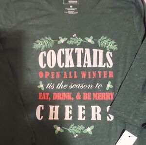 Sonoma Green Holiday Cheers Long Sleeve Shirt